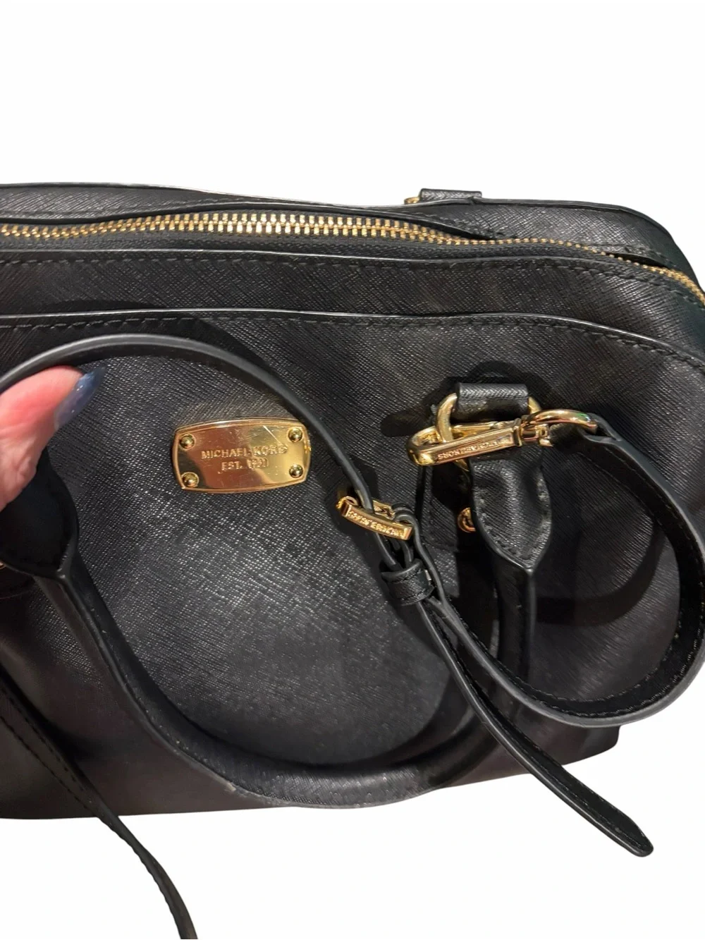 Michael Kors Black Saffiano Leather Satchel with Crossbody Strap